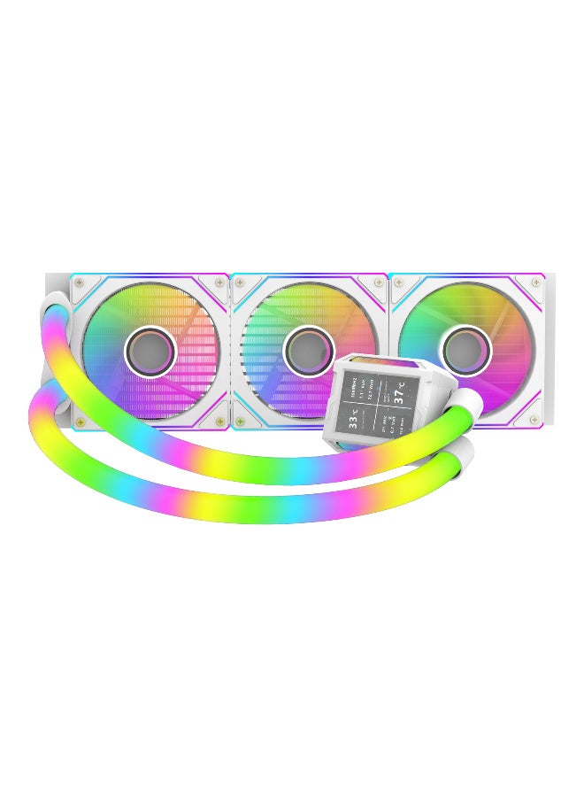 SHARX PROFIN 360mm Liquid CPU Cooler with 2.8 Inch LCD Display, Triple 120mm ARGB Fans, High Density Aluminum Radiator, 250W TDP Support, Intel & AMD Compatible, White - Image 2